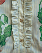 -SPECIAL- “GUCCI” 2017-2019 Floral embroidered ruffled striped shirt