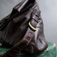 "Sergio Rossi" Foldable landscape design 2way leather bag