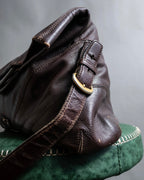 "Sergio Rossi" Foldable landscape design 2way leather bag