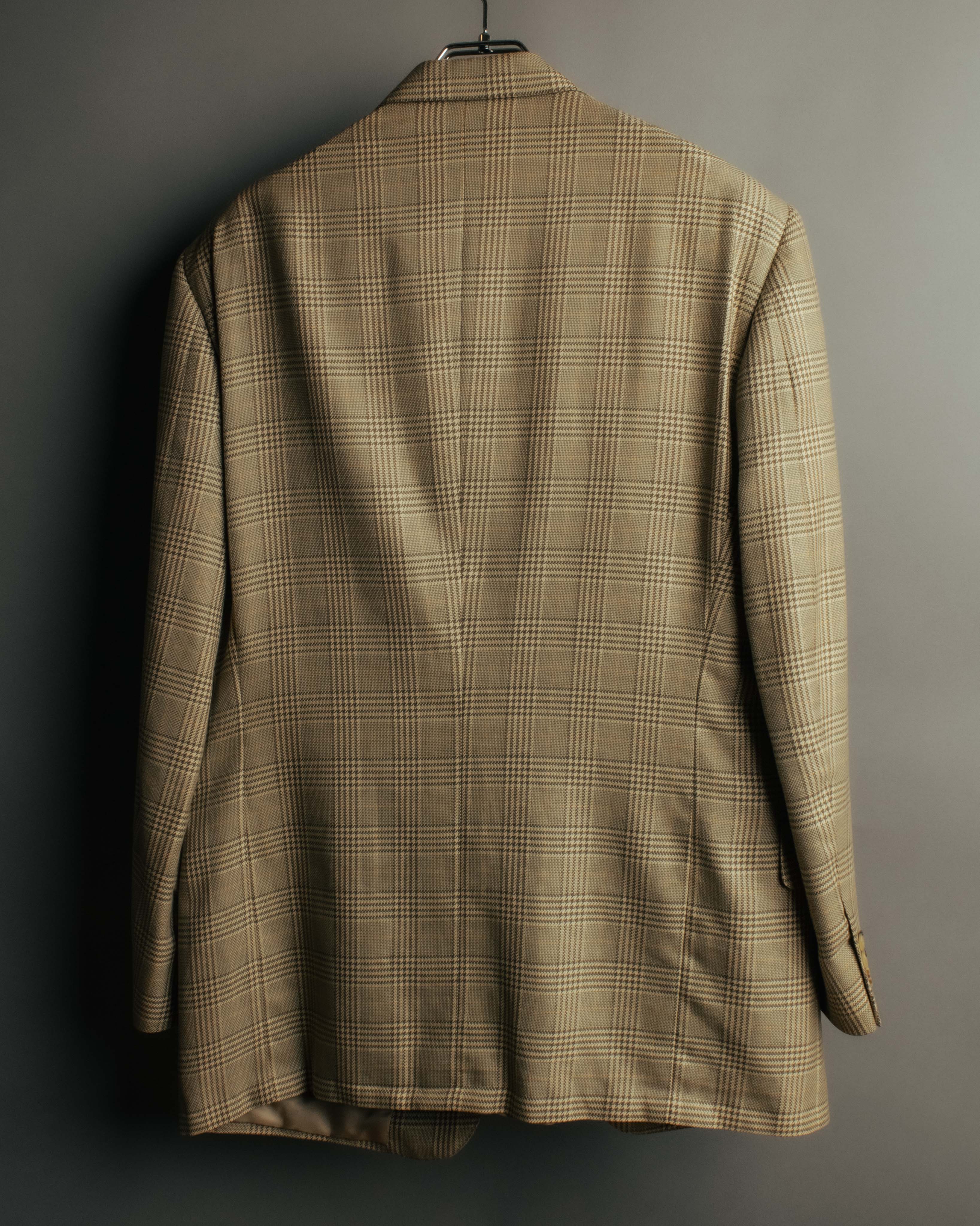 "GUCCI" 90's-00's Vintage houndstooth and glen check structured cotton jacket