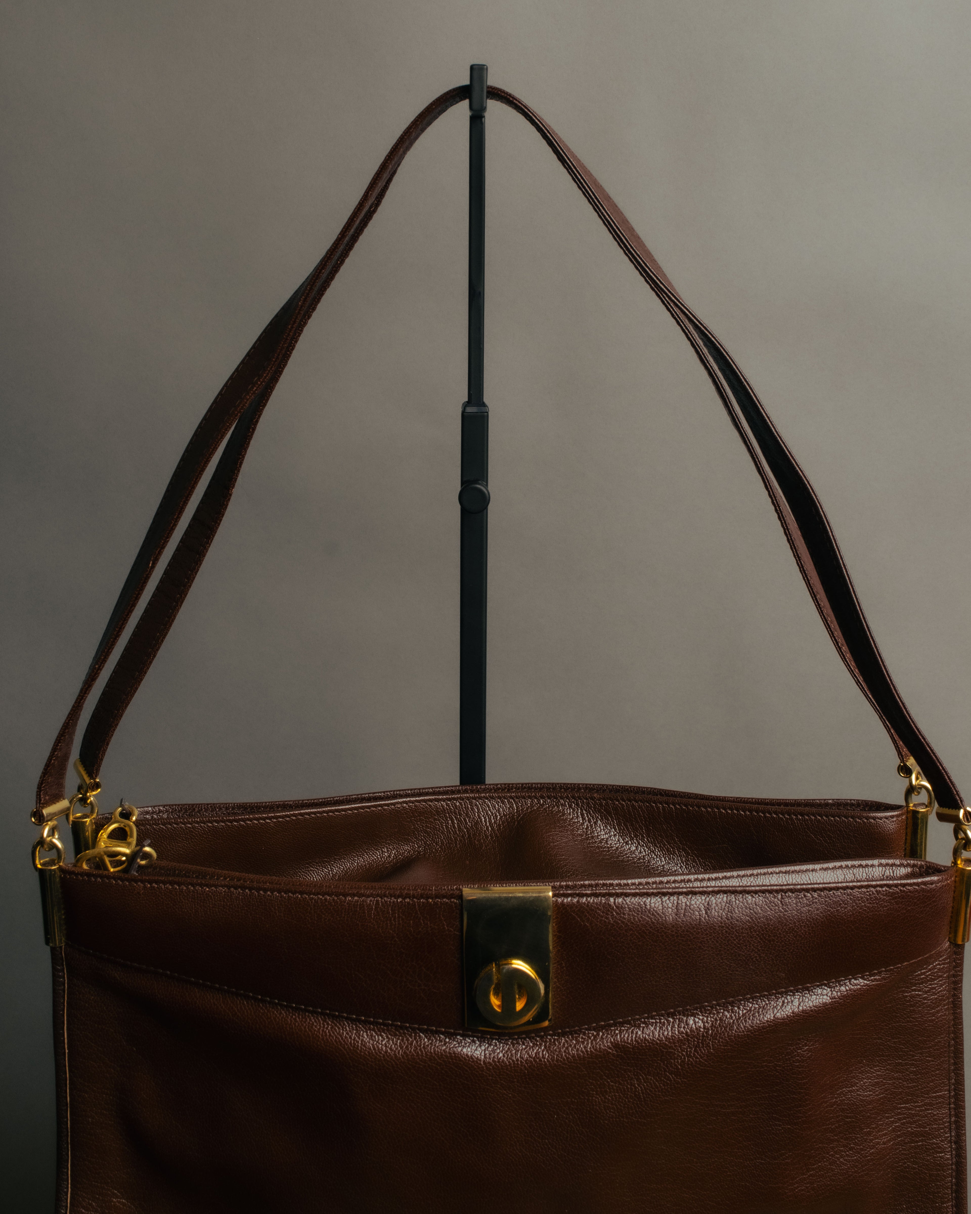 “Christian Dior” 80’s-90’s D motif leather shoulder bag