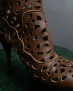 "MARNI" Geometric cut heel leather boots