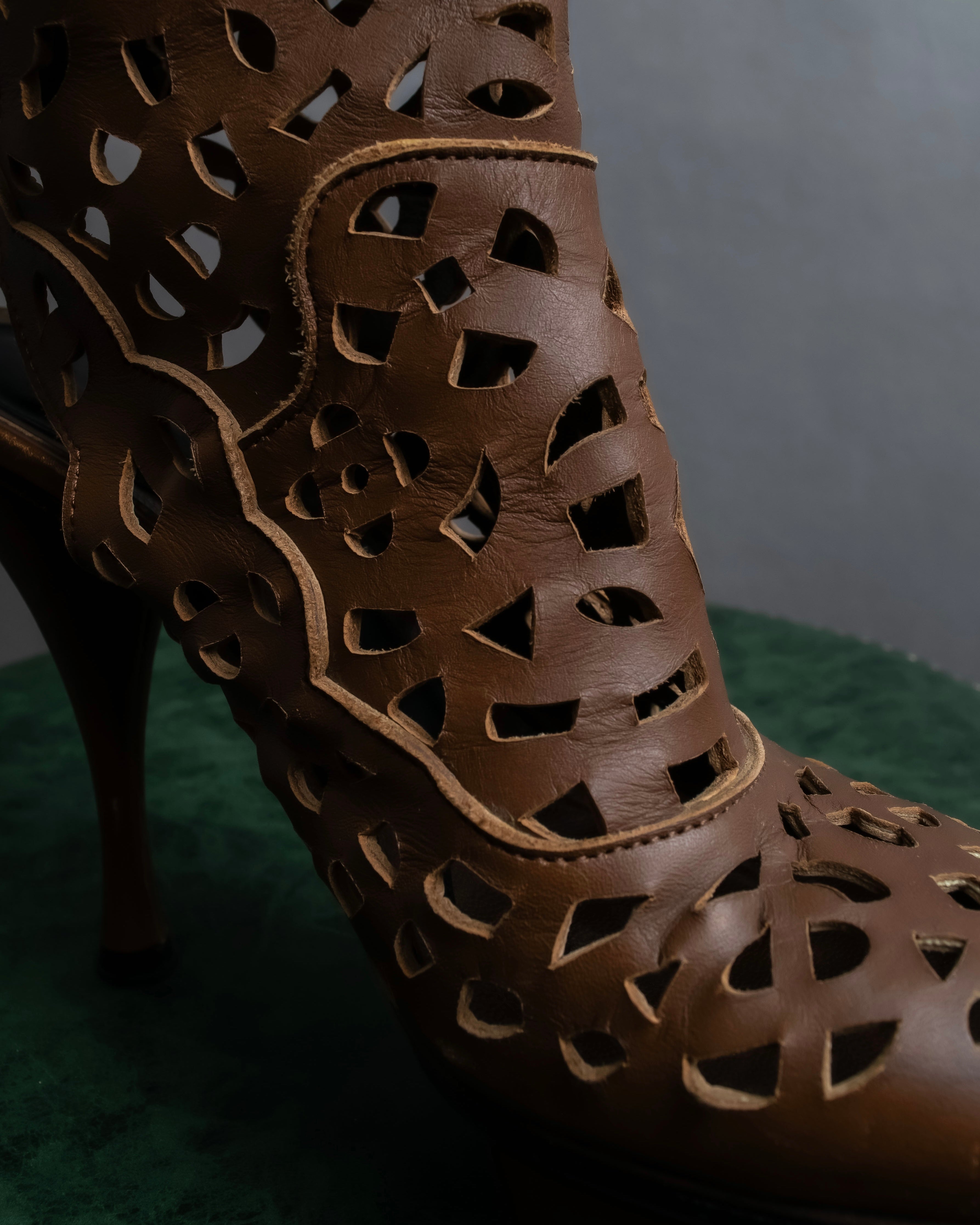 "MARNI" Geometric cut heel leather boots