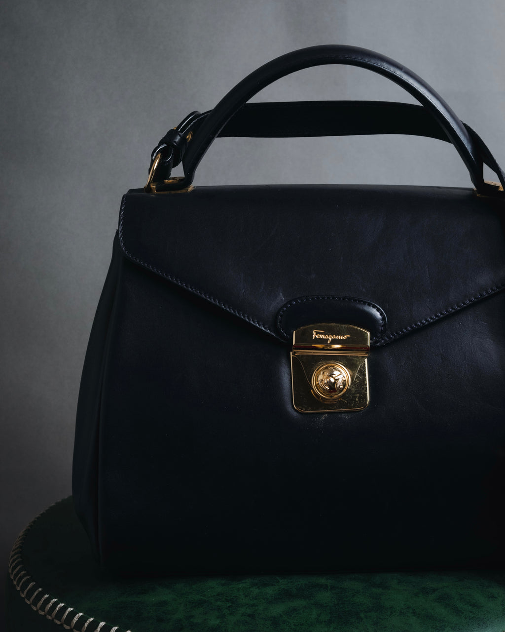 "Salvatore Ferragamo" Structured top-handle leather satchel bag