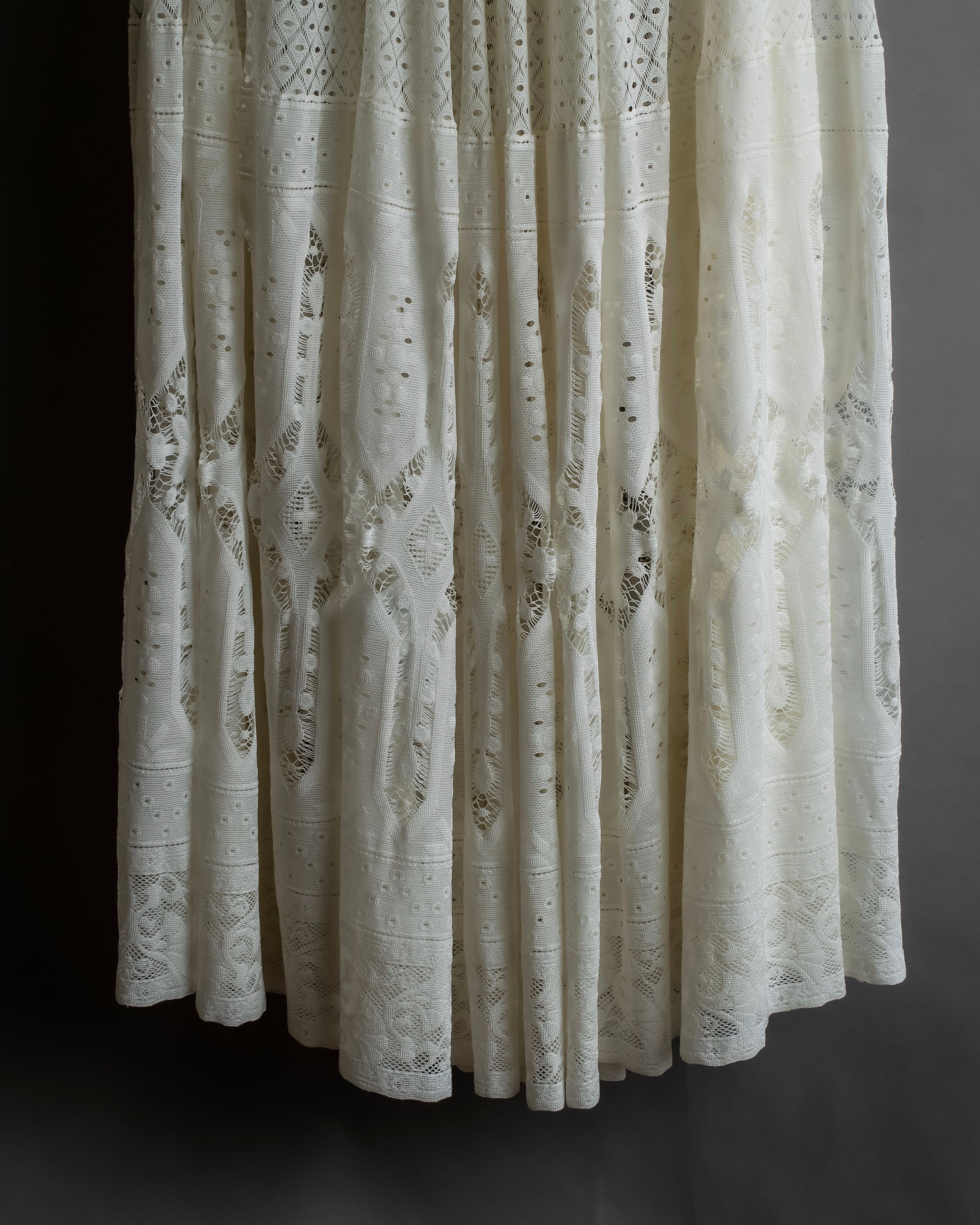 "YOHJI YAMAMOTO" 1992SS eyelet cutwork lace design long skirt