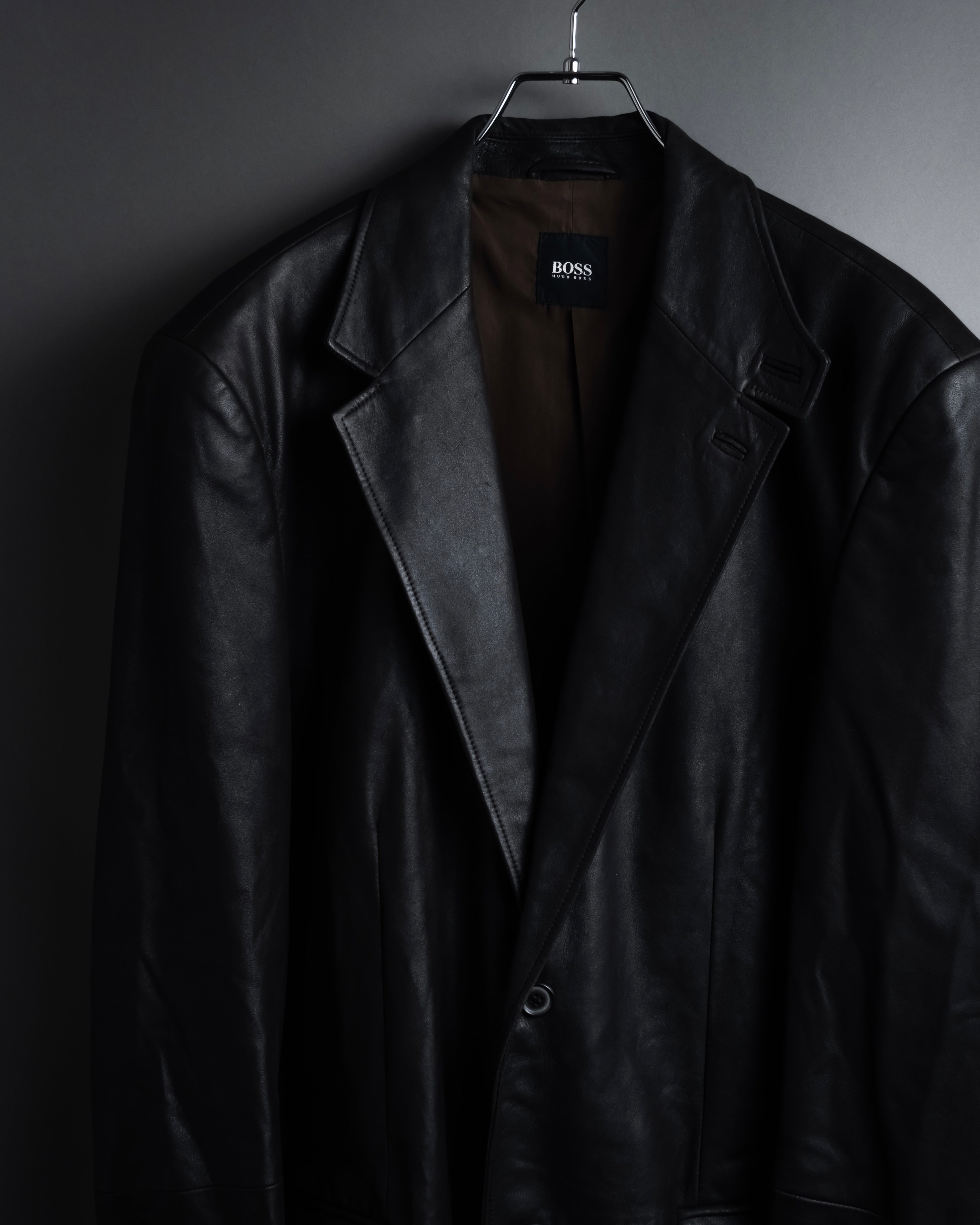 "HUGO BOSS" Oversized calf leather tailored jacket