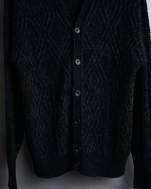 “Yves Saint Laurent” 90’s Textured diamond pattern cardigan