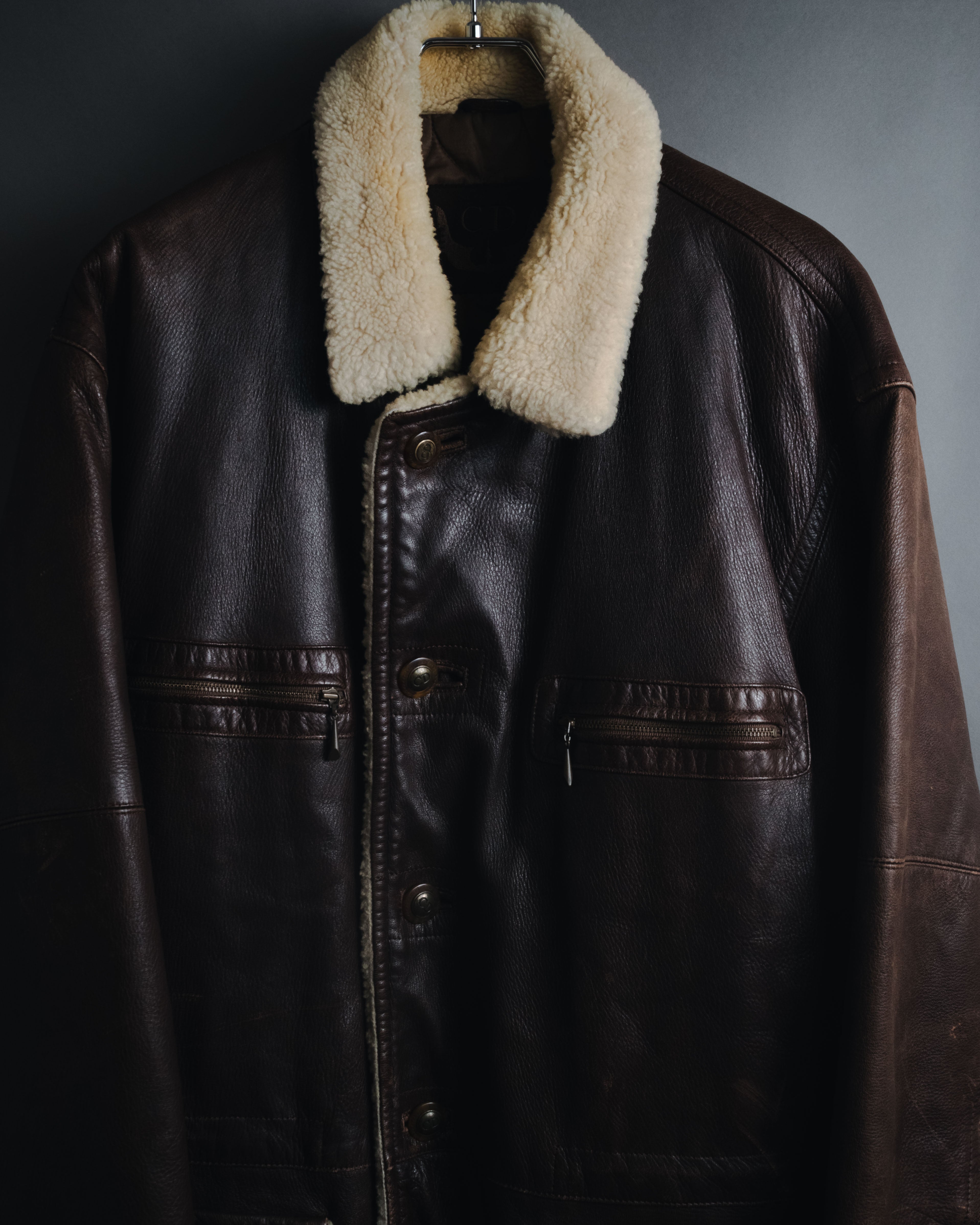 "Christian Dior" 80’s-90’s deerskin shearling collar leather jacket