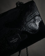 –SPECIAL– "VALENTINO GARAVANI" 2010’s Noir rockstud exotic patchwork chain bag