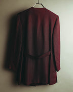 -SPECIAL- “Yves Saint Laurent“ 80's-90's Swiss fabric lurex stripe collarless long jacket