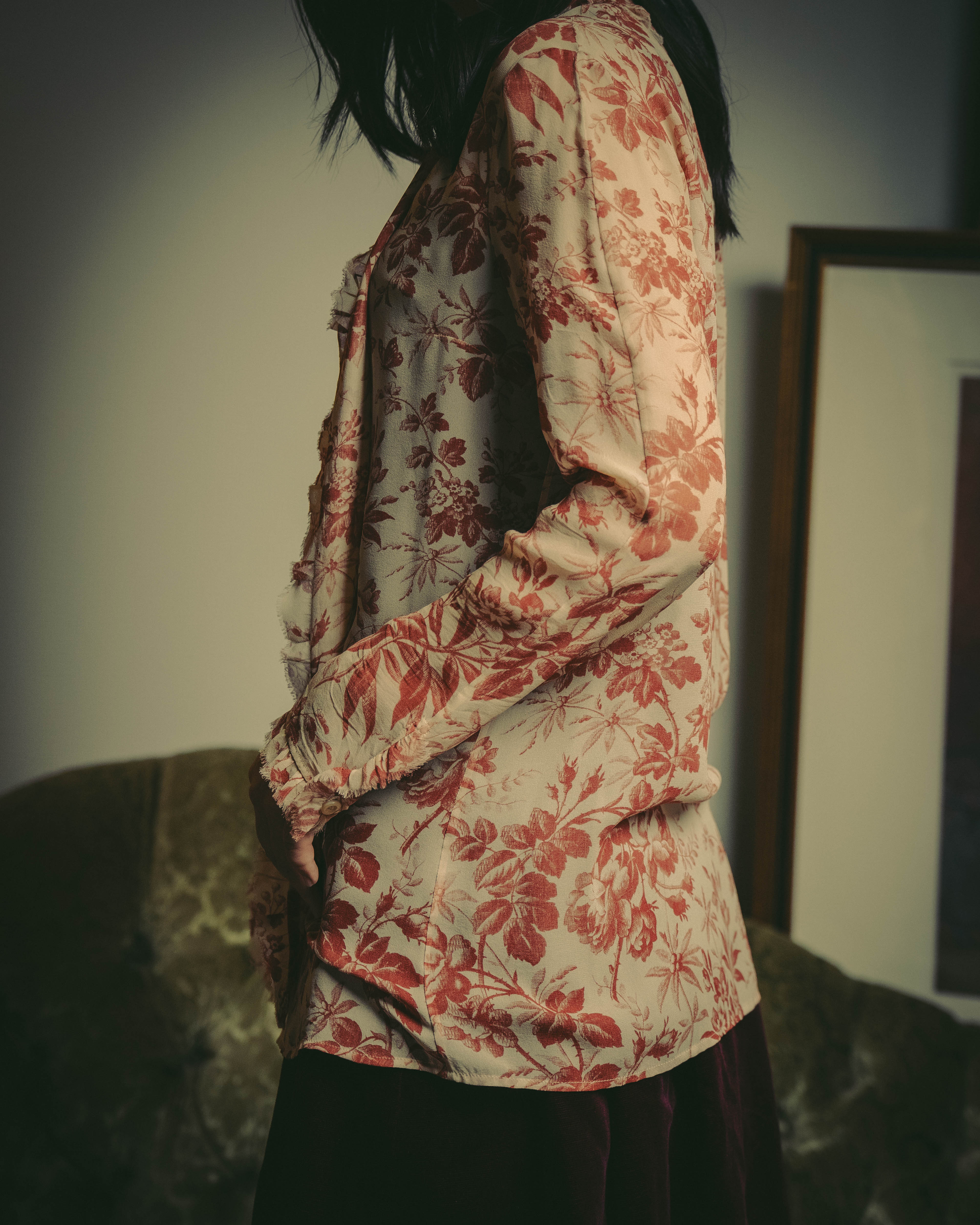 -SPECIAL- "GUCCI" 2010's-20's Romantic floral ruffle blouse