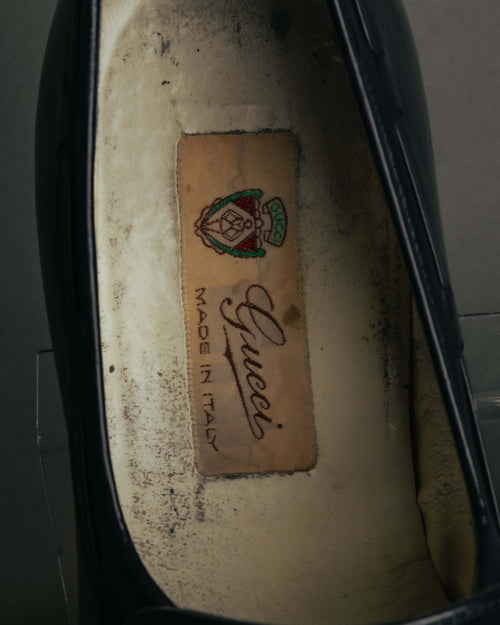 "GUCCI" 80's Vintage anchor motif tassel leather loafers