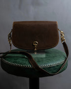 "GUCCI" Vintage horsebit motif leather shoulder bag