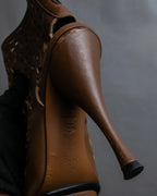 "MARNI" Geometric cut heel leather boots