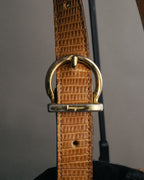 -SPECIAL- “Salvatore Ferragamo” 90’s lizard leather gancini 2way flap bag