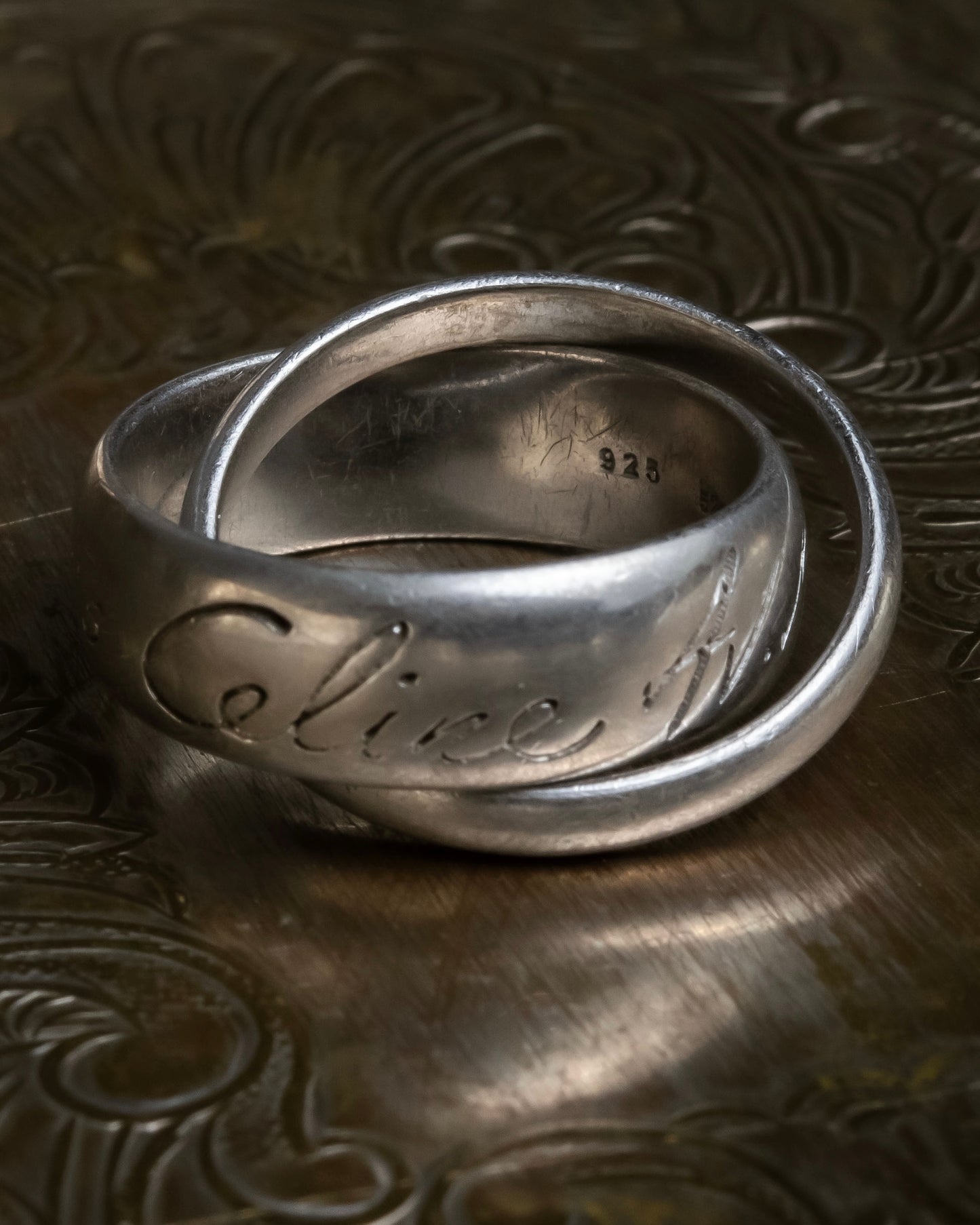 “Celine” Silver 925 engraved double ring