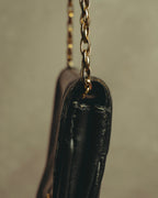 “BALENCIAGA” 80’s-early 90’s double BB leather chain shoulder bag