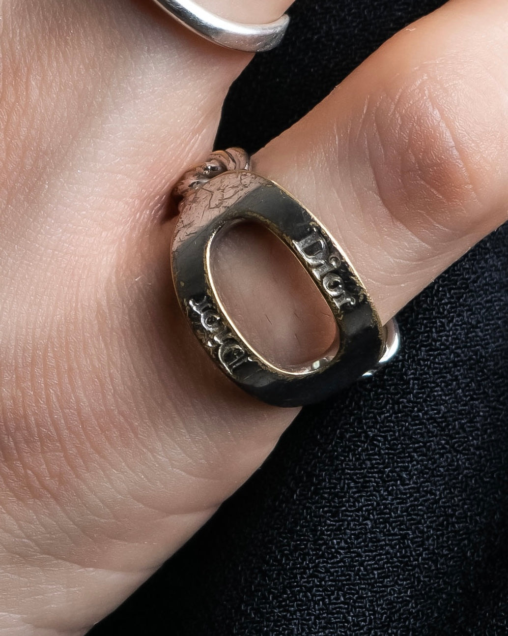 "DIOR" engraved silver ring