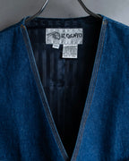 "Vintage stitch design denim vest"