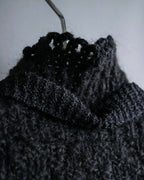 "YVES SAINT LAURENT" Ribbon design stand collar low gauge cardigan