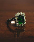 "Christian Dior" 70's-80's Emerald halo costume ring