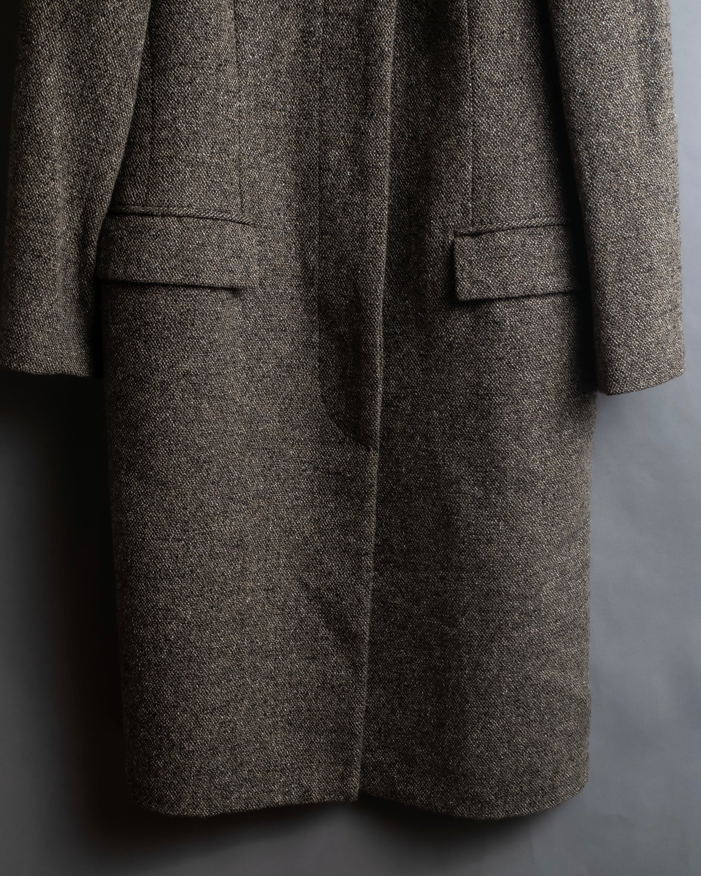 "Yves Saint Laurent Rive Gauche"
Fly front tweed chester coat