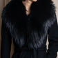 "DIANE VON FURSTENBERG" Fur docking design belted long coat