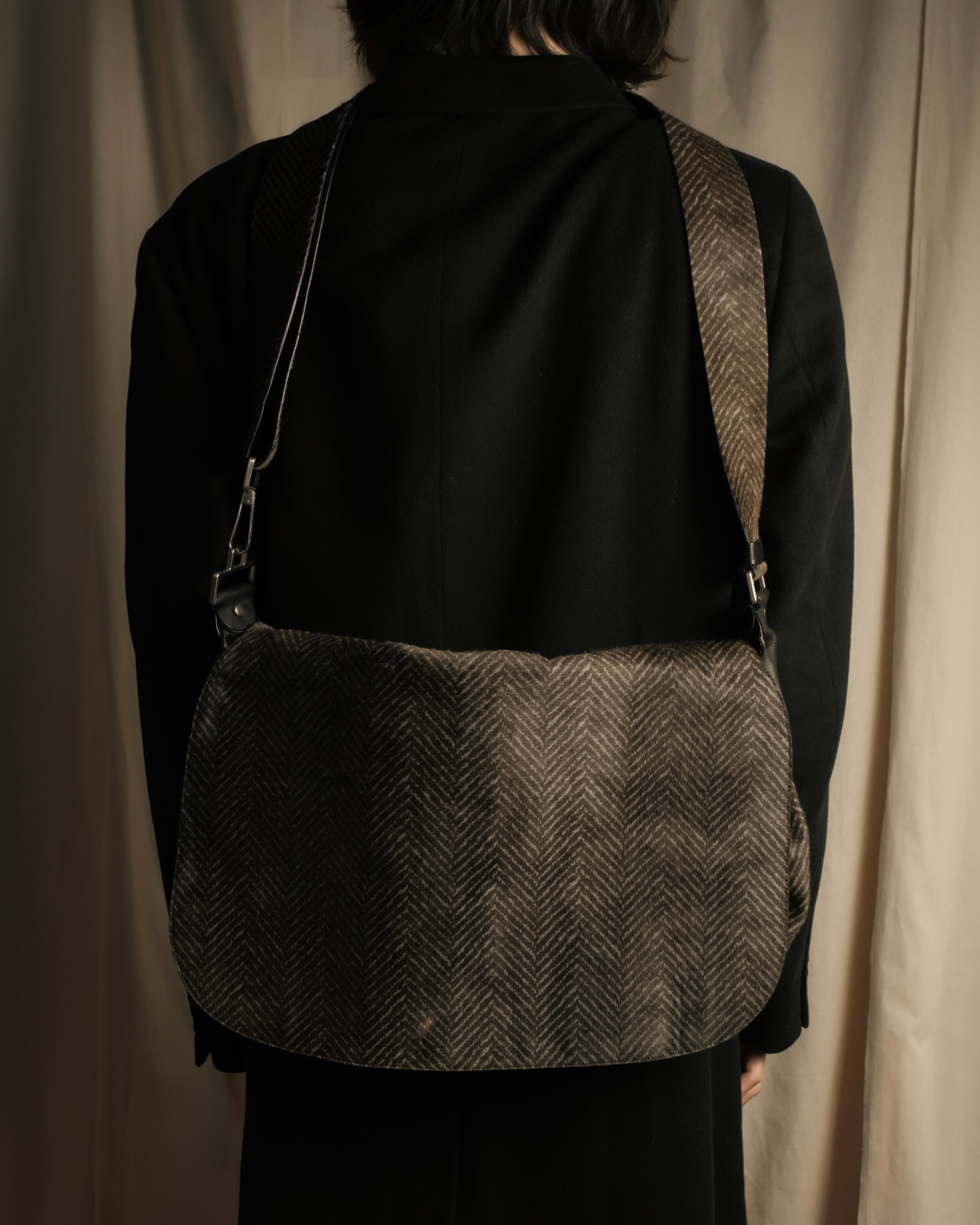 "JIL SANDER" Large flap design Harako leather shoulder bag