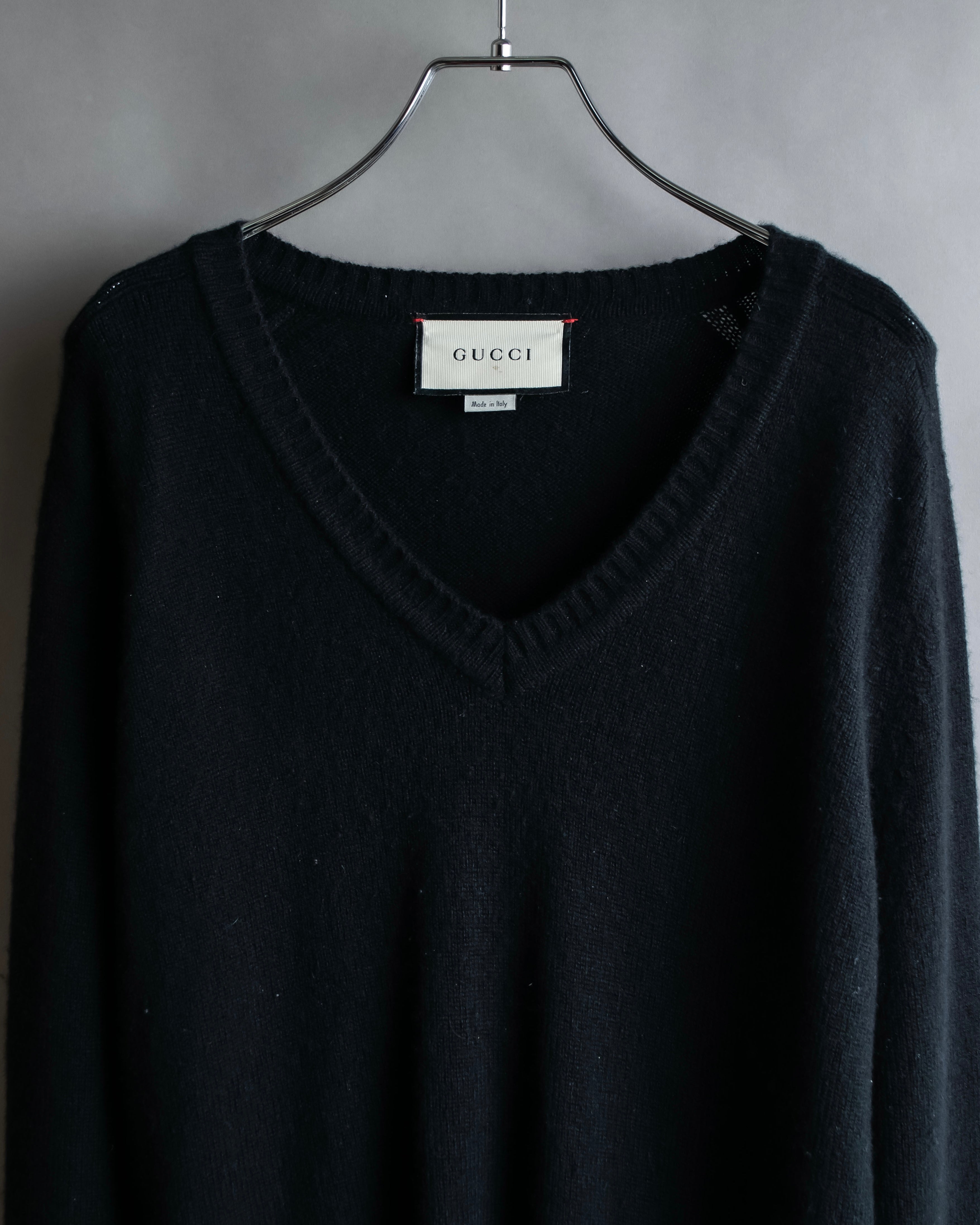 "GUCCI" Horsebit design V-neck cashmere knit