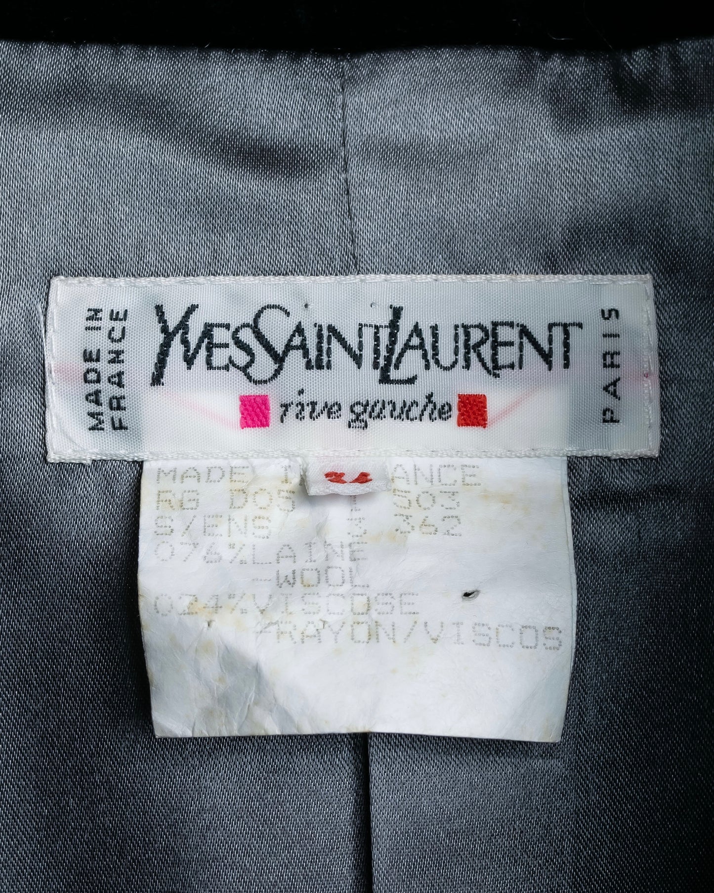 "YVES SAINT LAURENT" Monotone Madras check pattern shaped tailored jacket