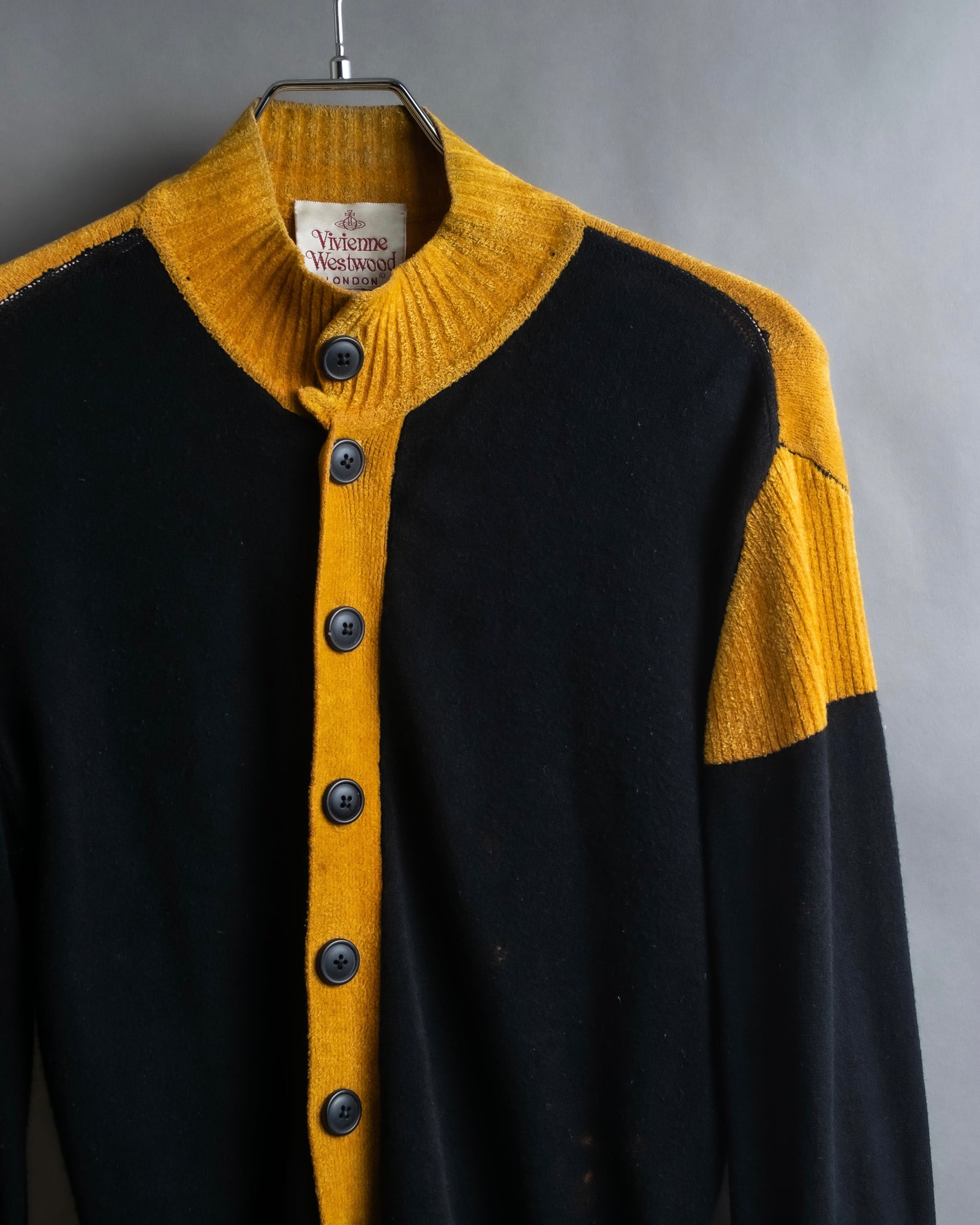 "Vivienne Westwood" Two-tone ribbed switching cardigan