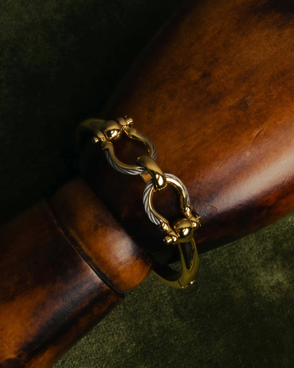 "CHARRIOL" 90's-00's Vintage PVD gold and steel cable link bangle