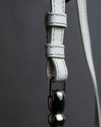 "Christian Dior" Malice Pearl Series greige color canvas shoulder bag