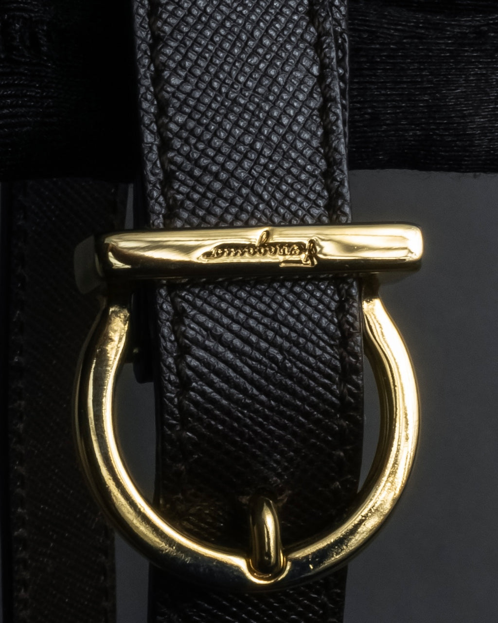 "Salvatore Ferragamo" Structured Gancini 2way dark brown leather bag