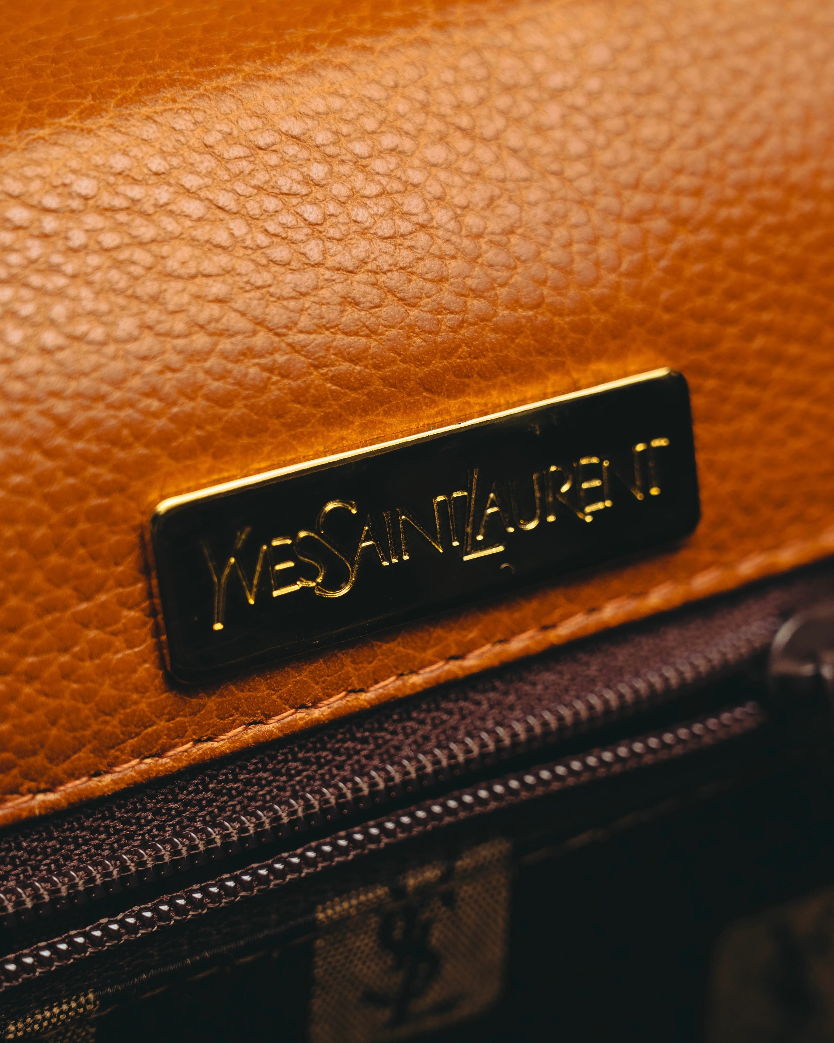 "Yves Saint Laurent" 70's-80's Cognac leather top handle bag