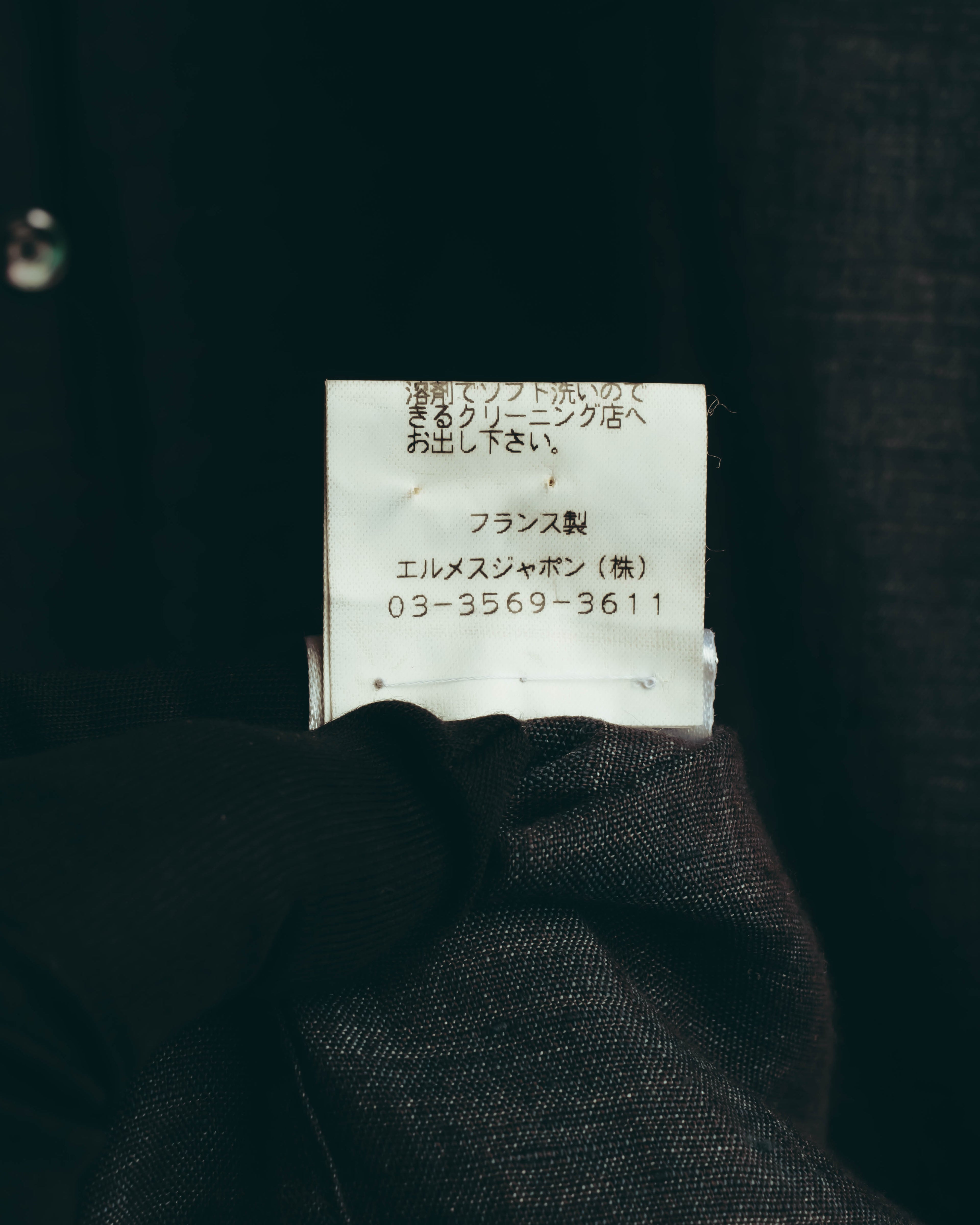 -SPECIAL- “HERMES” 90’s-00’s wide-collar linen shirt