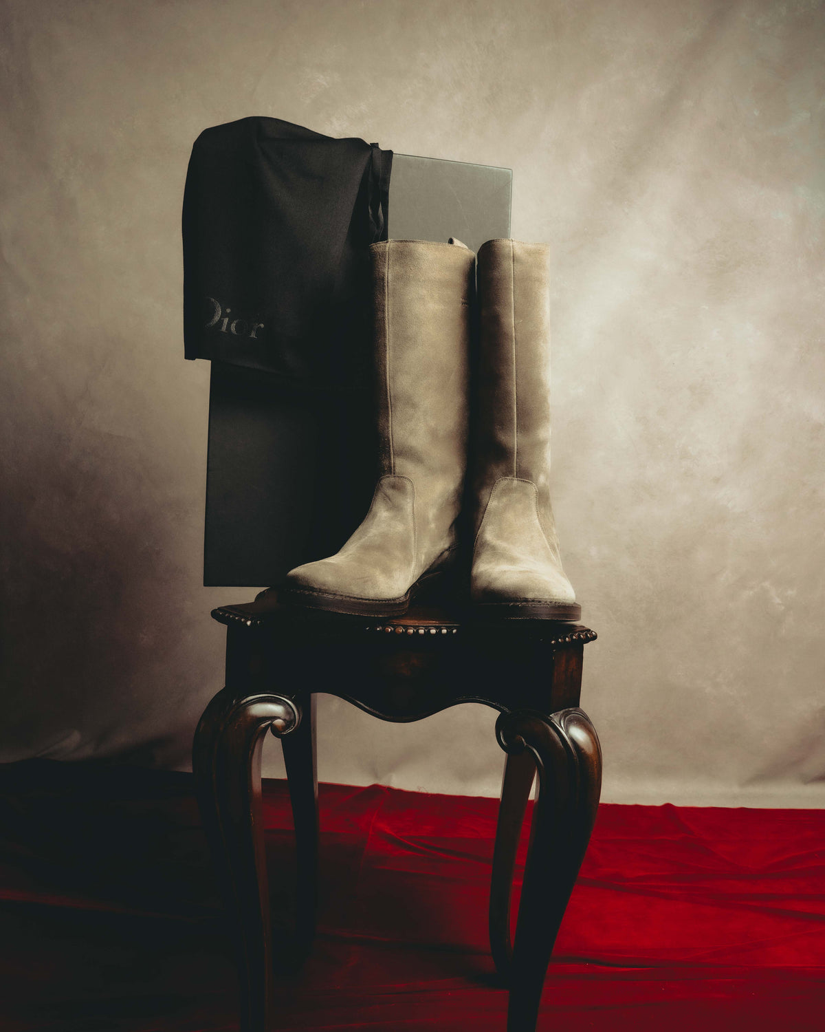 -SPECIAL- “Dior” 00’s Taupe suede square toe riding boots