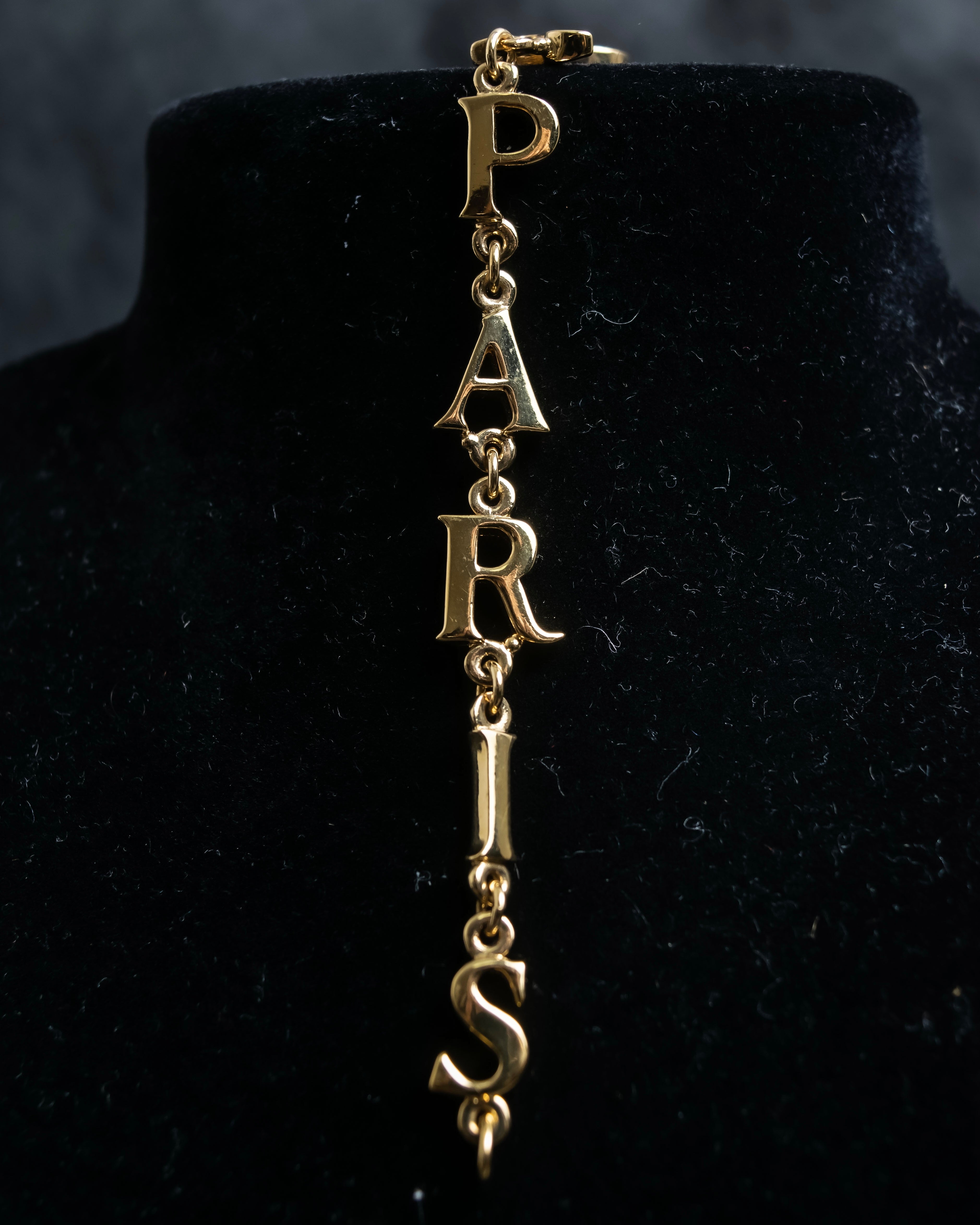 "Christian Dior" DIOR＆PARIS motif gold bracelet