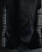 –SPECIALS– "Yves Saint Laurent" 90’s Mid gingham check velvet lapel tailored vest
