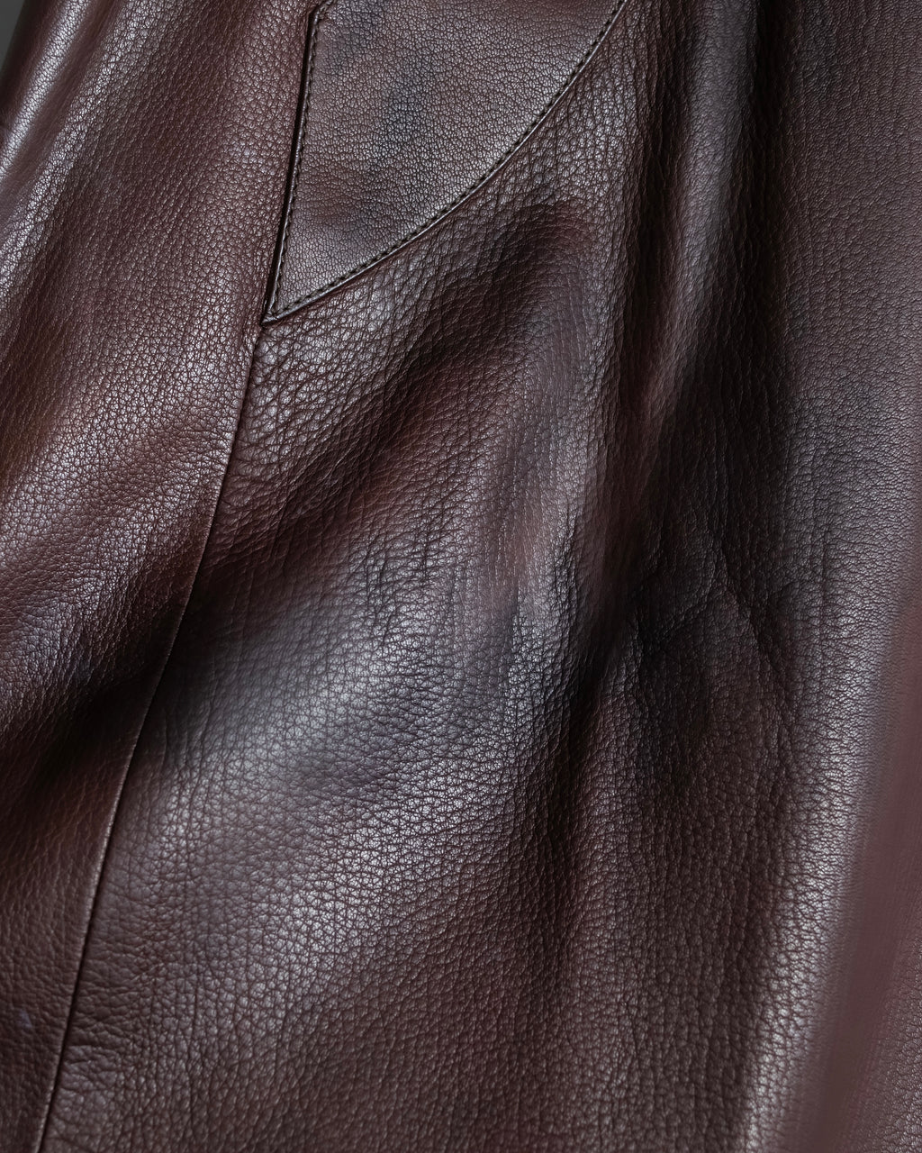 "Hermes by Gaultier" Round Pocket Wine Red Leather Skirt