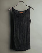 "Yves Saint Laurent" 80's-90's Metallic ribbed sleeveless knit top