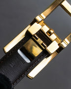 "Cartier" Gold metal buckle design leather belt