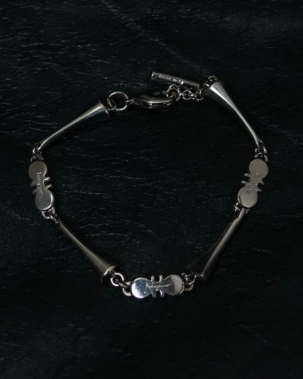 "Salvatore Ferragamo" silver gangini logo chain bracelet