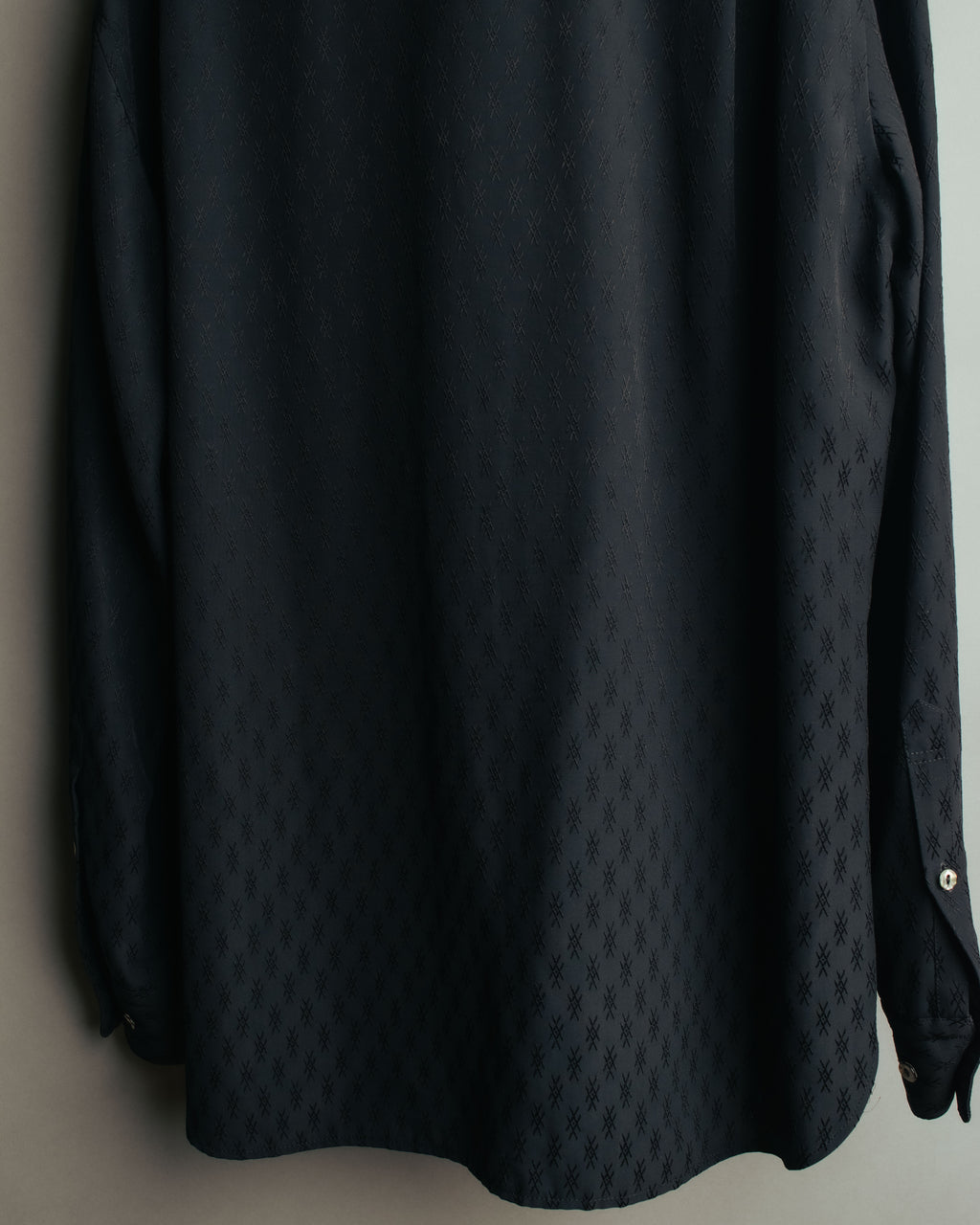 "Jean Paul Gaultier Classique" 90's Geometric jacquard total-pattern shirt with shell buttons