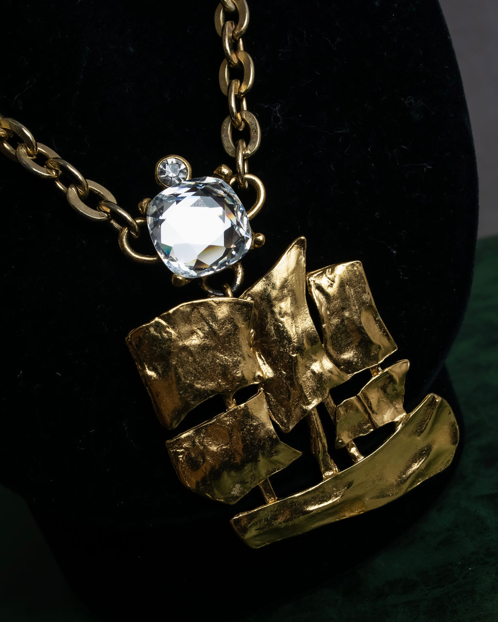 "YVES SAINT LAURENT" Crystal-embellished gold necklace