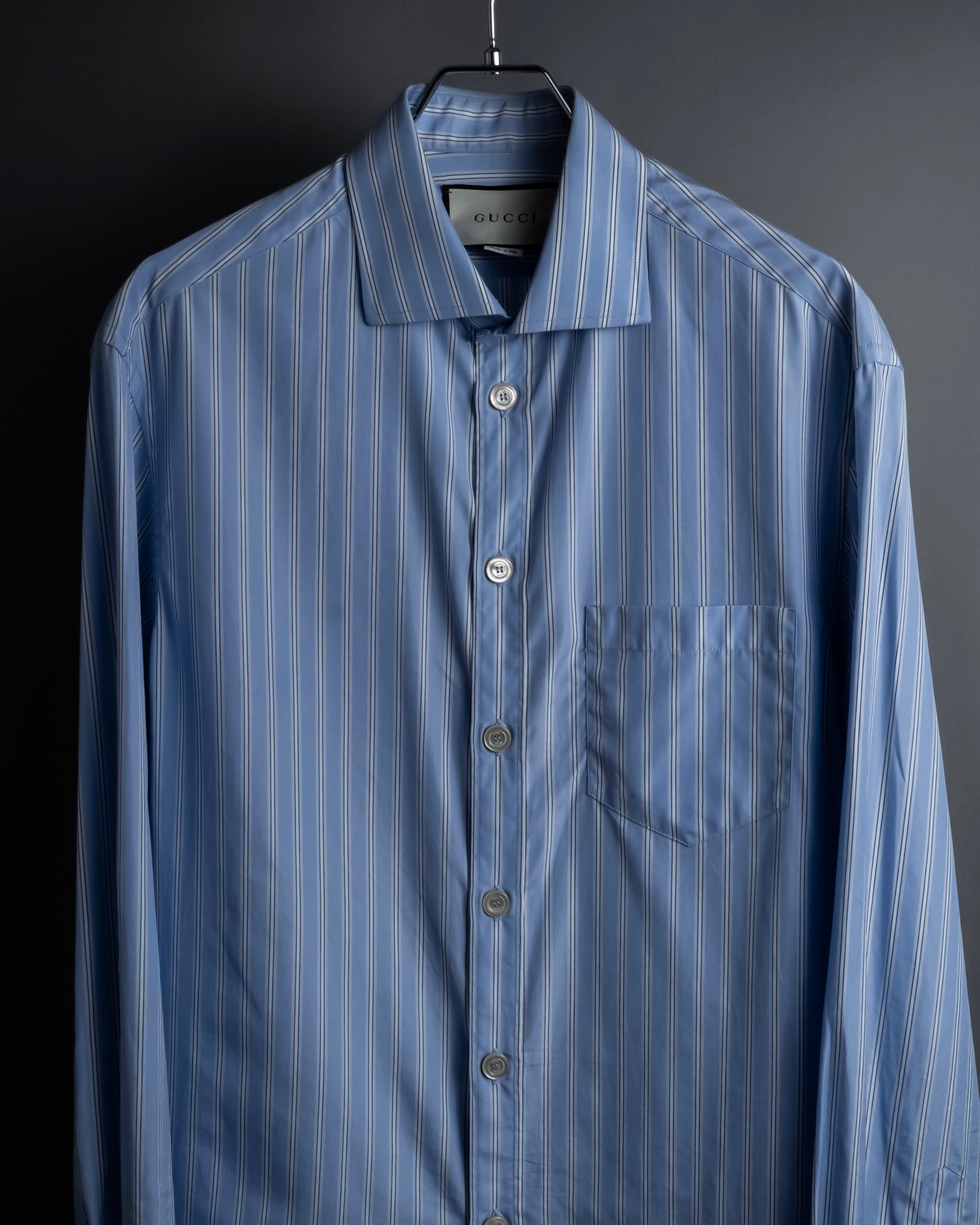 "GUCCI" Michele period brand code embroidered striped shirt