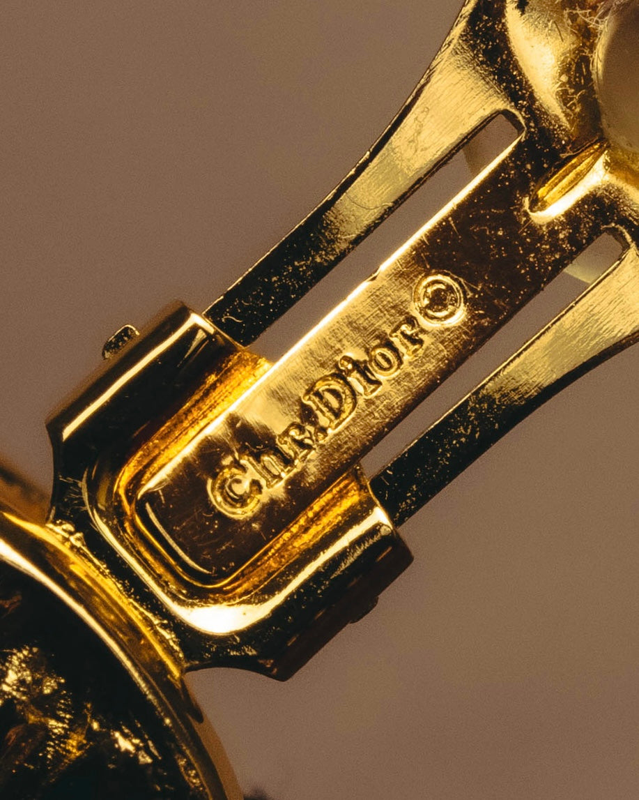 "Christian Dior" 80's-90's Gold chain clip-on earrings