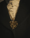 -SPECIAL- "Yves Saint Laurent" 90's-00's Sculptural coral motif crystal pendant necklace