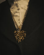 -SPECIAL- "Yves Saint Laurent" 90's-00's Sculptural coral motif crystal pendant necklace