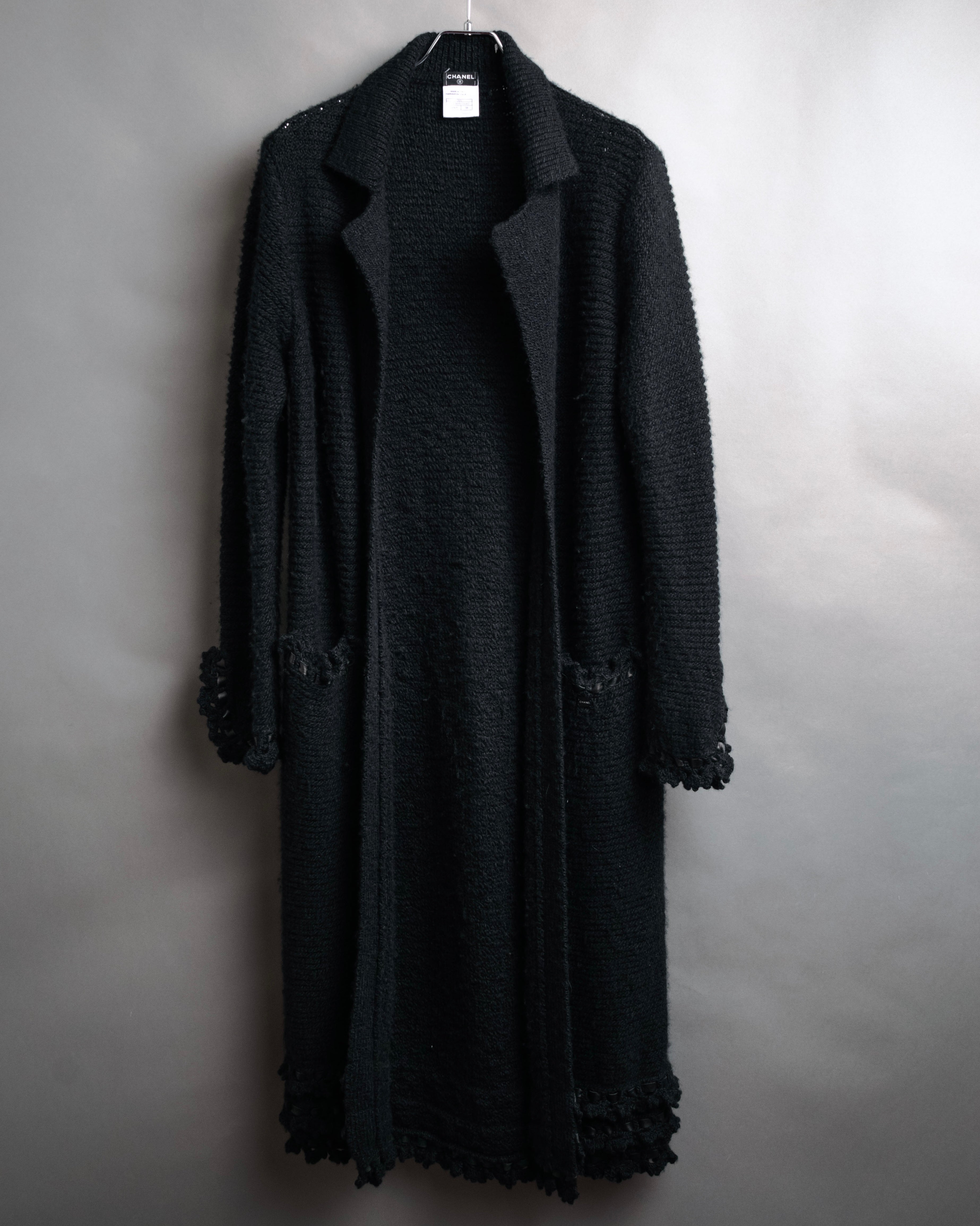 SPECIAL- “CHANEL“ 2004 Leather interlaced long knit coat – MOOD